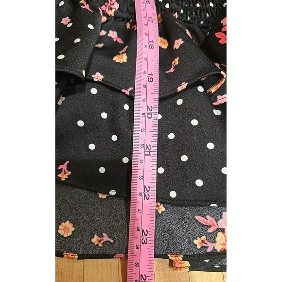 NWOT For love & Lemons black pink floral ruffle hem Camellia Mini Dress Medium - Picture 12 of 13